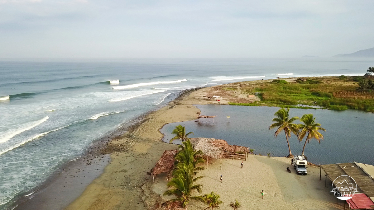 La Ticla, surfing, Michoacán, México, roadtrip, adventure, Ohlavan, overlanding, drone